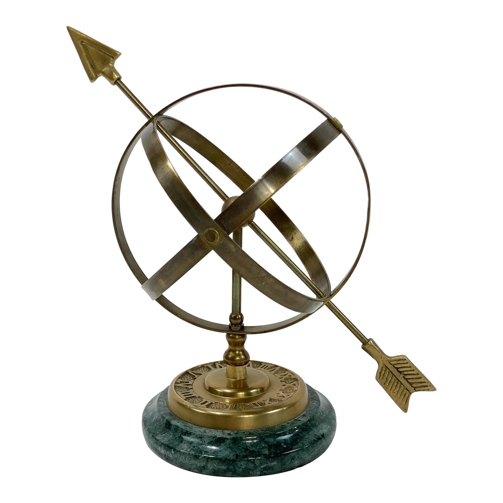 Vintage Brass Armillary Sphere on Marble Stand | Chairish