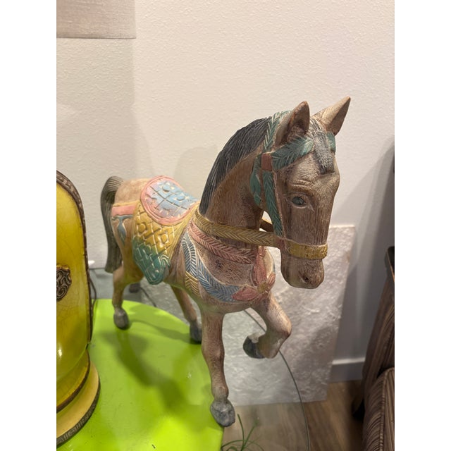 Boho Chic 1980s Carved Wood Horse For Sale - Image 3 of 12