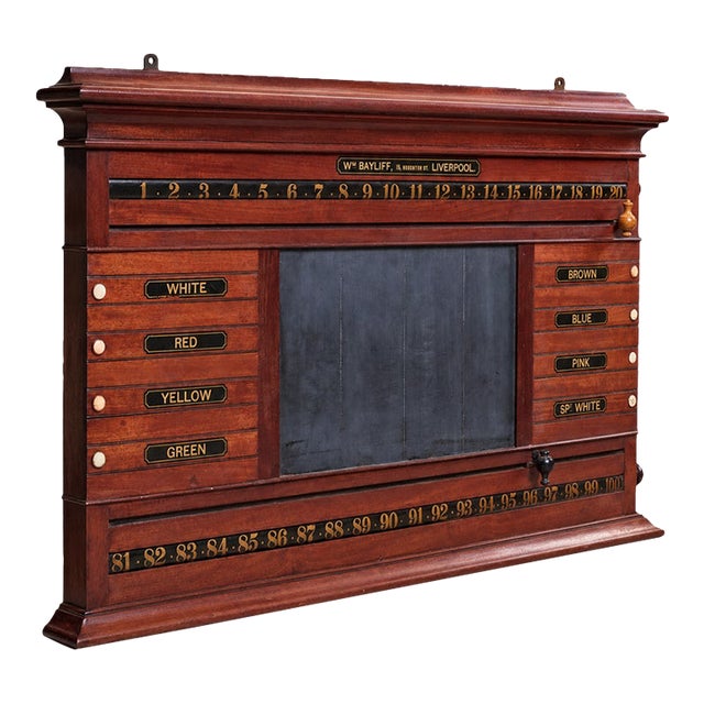 Circa 1900 Wm. Bayliff Liverpool Billiards & Snooker Scoreboard For Sale