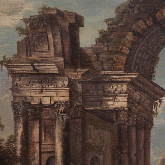 Italian Artist, 20th century Italian architectural capriccio painting, Oil on Canvas For Sale - Image 10 of 16