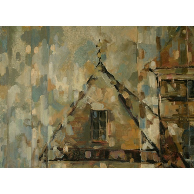 "The Victorian Sentinel" - Mid-Century Architectural Landscape in Oil on Canvas by Helen Landgraf For Sale In Monterey, CA - Image 6 of 10