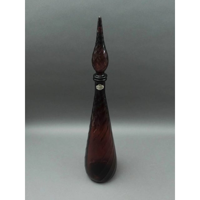 Mid-Century Modern Mid 20th Century Guildcraft Italy Amethyst Empoli Glass Decanter Genie Bottle For Sale - Image 3 of 9