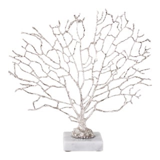 Study of Coral Sculpture On A White Marble Base For Sale