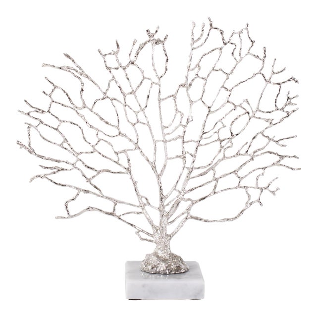 Study of Coral Sculpture On A White Marble Base For Sale