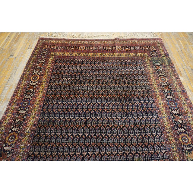 Persian Classic and Traditional Black Background Color Ikat Pattern Antique Persian Gallery Rug For Sale - Image 3 of 11