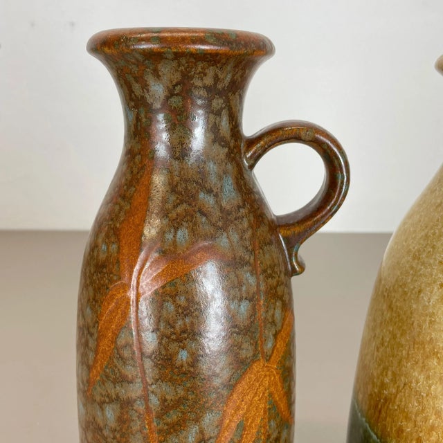 1970s German Multi-Color Pottery Fat Lava Vases from Scheurich, 1970s, Set of 2 For Sale - Image 5 of 18