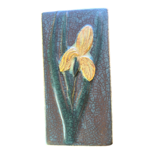 Ephraim Faience Hand Made Pottery Yellow Iris Ceramic Tile