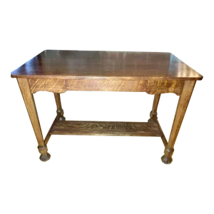 19th Century Antique Gothic Revival Style Oak Library Table