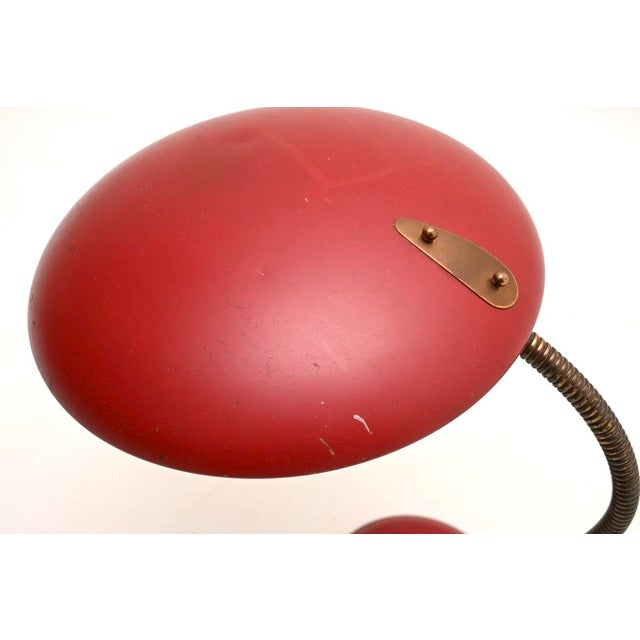 Gold Vintage French Enamelled Tole and Brass Desk Lamp, 1950 For Sale - Image 8 of 11