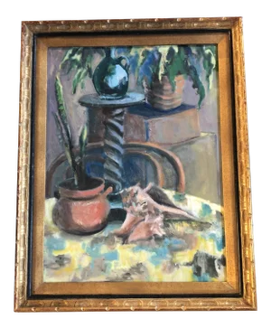 Original Vintage Mid Century Modern Still Life Painting Original Vintage Frame 1970’s