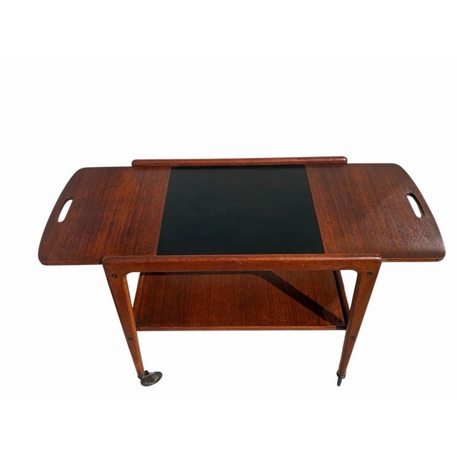 Yngve Ekström MCM Danish Modern Teak Drop Leaf Bar Cart For Sale - Image 4 of 7