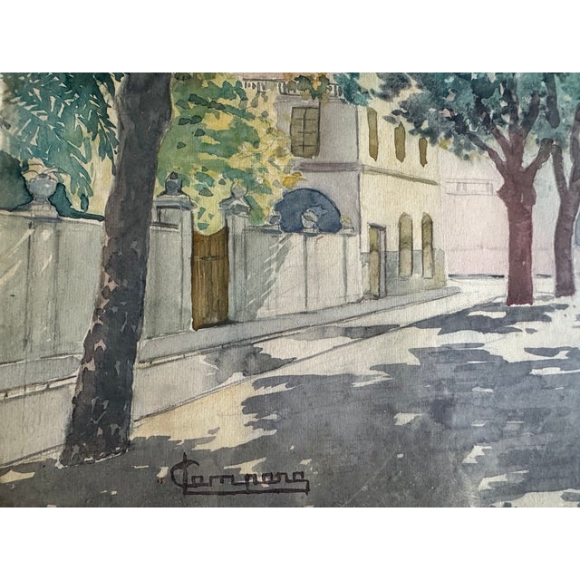 Campana, a Street in Nice, 1920s, Watercolor & Glass & Wood & Paper, Framed For Sale - Image 3 of 15