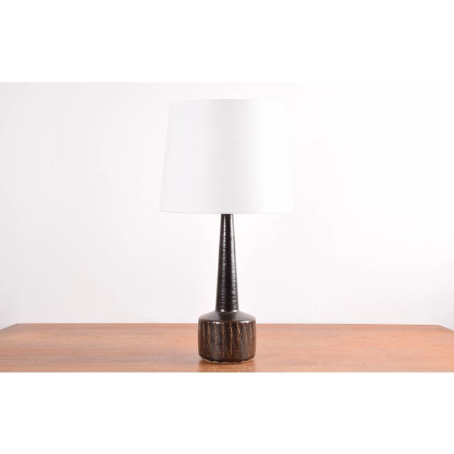 Mid-Century Danish Brown Glazed and Striped Ceramic Table Lamp from Palshus, 1960s For Sale - Image 12 of 12