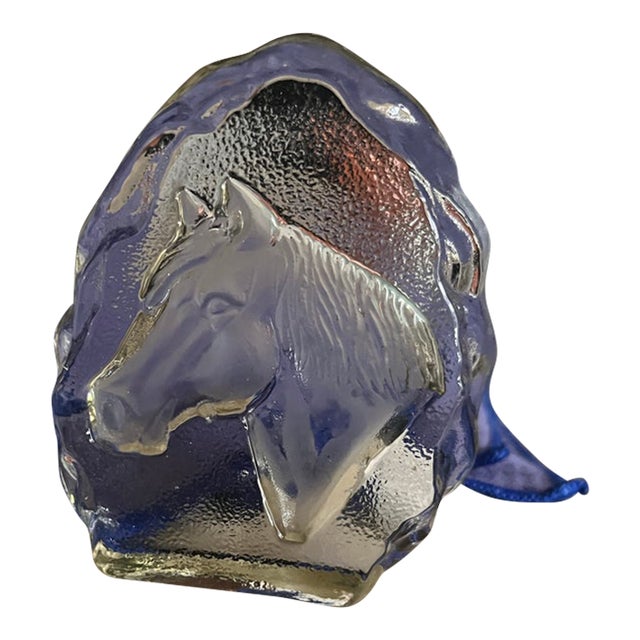 Antique Clear Cut Crystal Glass Horse Paperweight For Sale