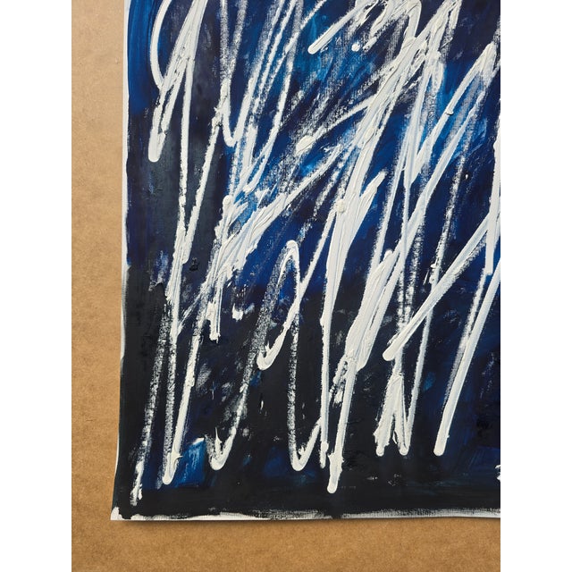 Blue Writings No. 6 — Abstract Original Oil Painting Inspired by Cy Twombly For Sale - Image 8 of 8