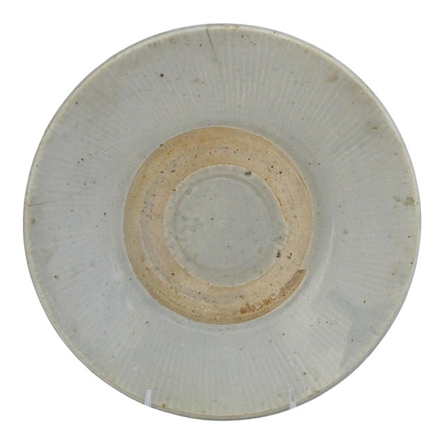 Chinese East Asian Song or Yuan Style Celadon Glaze Shallow Earthenware Bowl For Sale