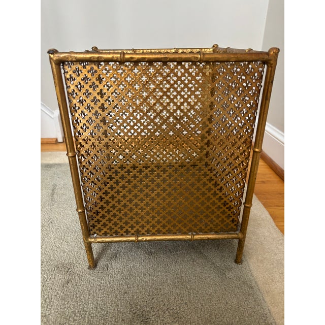 Faux Bamboo and Gilt Metal Waste Can For Sale - Image 4 of 11