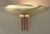 Solid brass, each with three peach glass "wings" descending. Each sconce measures 12 inches across and projects about 6...