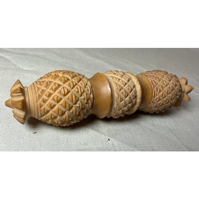 Antique Elaborate 19th-Century Sewing Needle Case Hand Carved Coquilla Nut Box For Sale In New York - Image 6 of 7