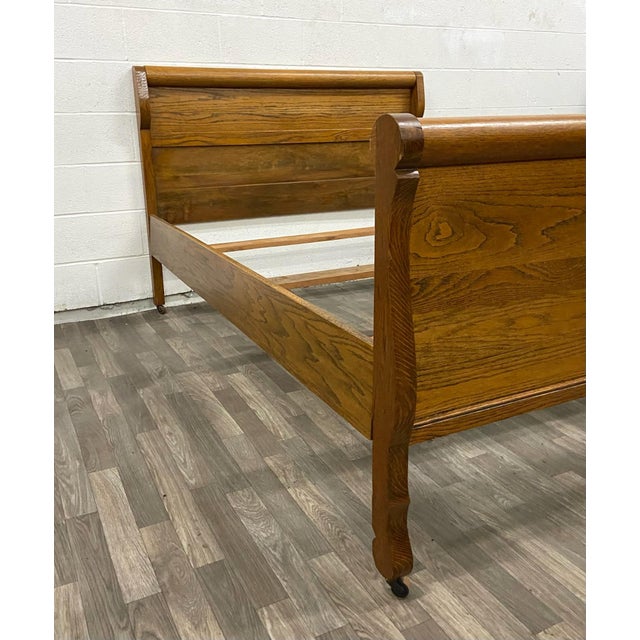 Vintage or Antique Full Size Tiger Oak Sleigh Bed Chairish