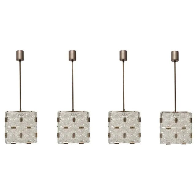 Cut Crystal Glass Ceiling Lamps from Kamenicky Senov, 1970s, Set of 4 For Sale - Image 6 of 6