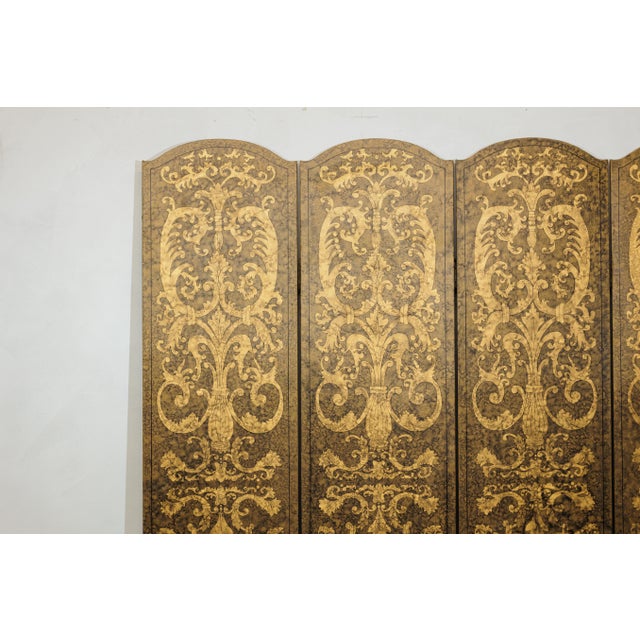 Vintage Four-Panel Screen with Gilt Renaissance-Style Scroll and Urn Motifs For Sale - Image 17 of 18