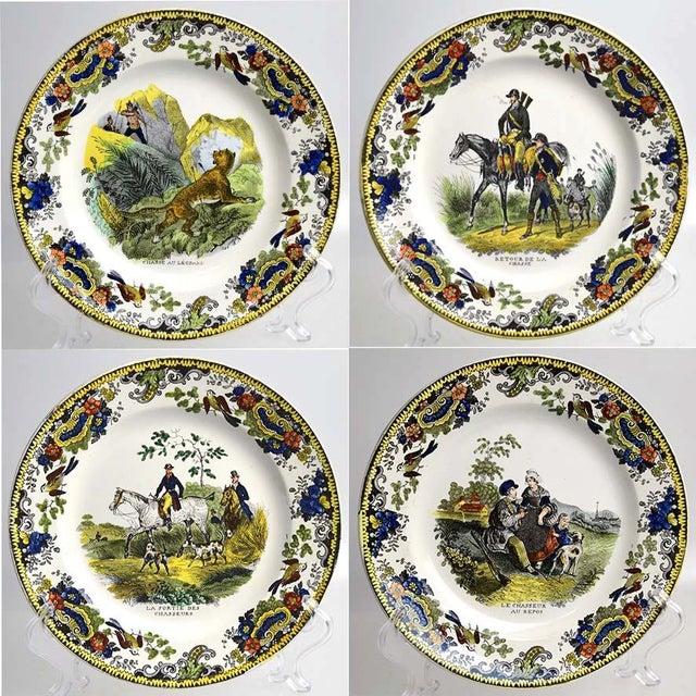 Yellow Early 19th Century French Creil Cabinet/Wall Plates- Set of 4 For Sale - Image 8 of 8