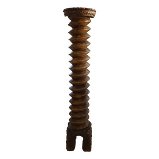 19th-Century French Carved Wine Press Screw Pedestal, 1890 For Sale