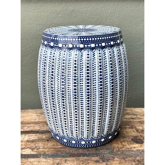 Vintage Polka Dot Glazed Ceramic Low Stool For Sale - Image 11 of 12