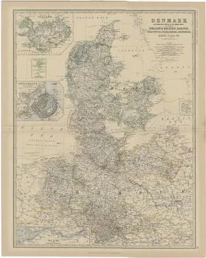 Antique Danish and German Empire Map by A.K. Johnston, 1882