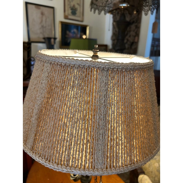 Handsome 19th century Anglo Indian oil lamp crafted in brass, retaining the original tools, now converted to electric...