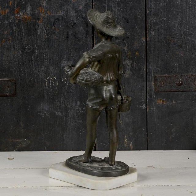 20th Century Bronze Metal Sculpture of a Young Fisherman For Sale - Image 6 of 11