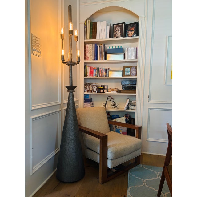 1960s Monumental 7 Ft Brutalist Sculptural Floor Lamp | Hand-Fabricated Textured Metal | Architectural Statement | 90 LBS For Sale - Image 13 of 18