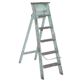 Aqua Green Paint Pitch Pine Decorators Ladder from GRDC, 1920s For Sale