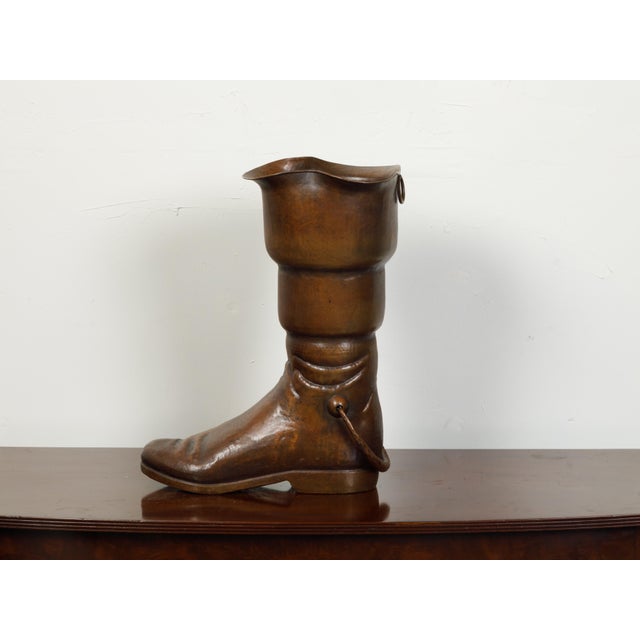 Vintage English Midcentury Copper Umbrella Stand Depicting a Boot For Sale - Image 11 of 12