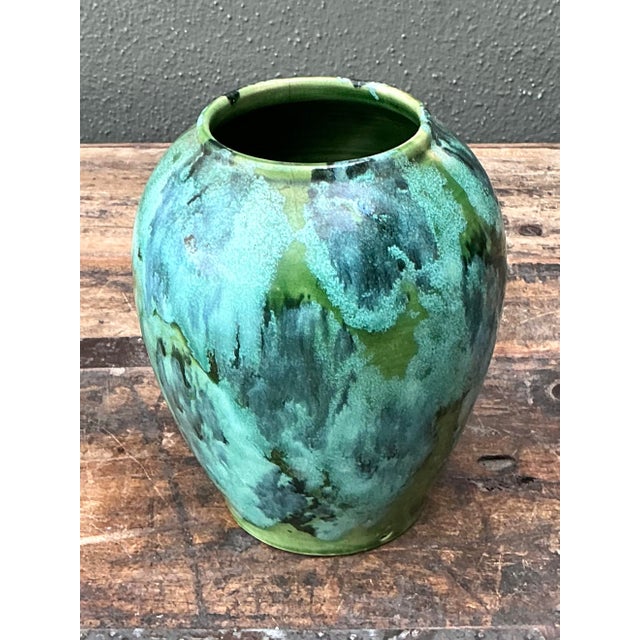 Turquoise Vintage French Drip Glaze Vase For Sale - Image 8 of 12