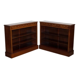 Vintage Edwardian Style Sheraton Dwarf Open Bookcase Adjustable Shelves, Set of 2 For Sale