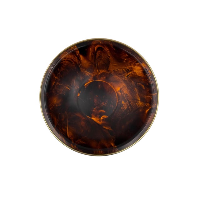 1970s Hollywood Regency Brass and Tortoiseshell Acrylic Bowl, 1970s For Sale - Image 5 of 11