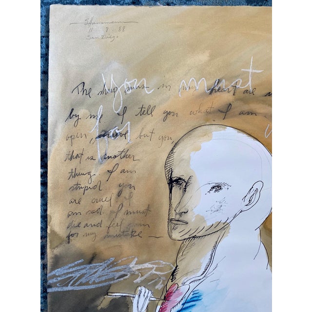 1980s Gary Hansmann, Modern Figurative Surrealism Watercolor, Drawing - "You Must Die For Yours", 1988 For Sale - Image 5 of 8