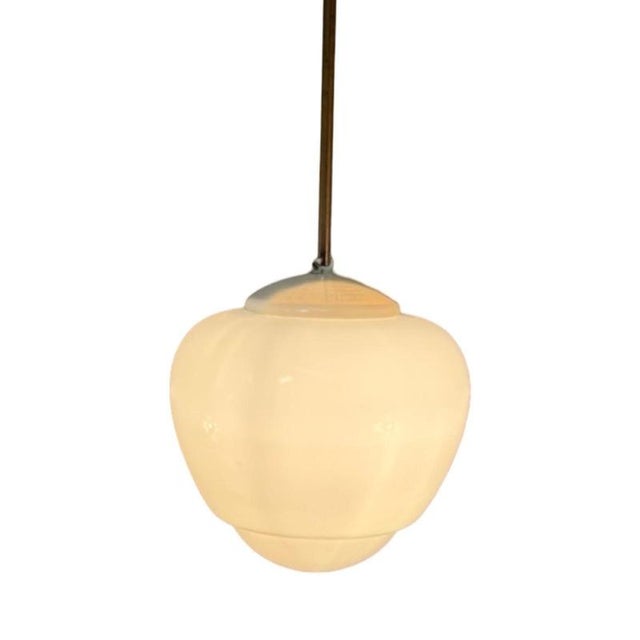Vintage MCM Pendant Light in Milk White Glass from Pegasam Spain For Sale - Image 3 of 9