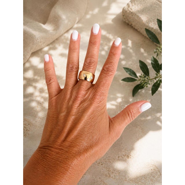 Antique Victorian 18k Gold Diamond Star-Set Gypsy Cigar Band Ring, Size 8.5 For Sale - Image 11 of 12