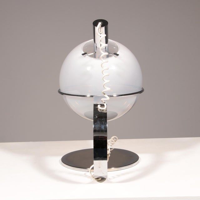 Silver Italian Chrome and Glass Table Lamp, 1960 For Sale - Image 8 of 11