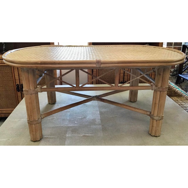 McGuire Oval Rattan Coffee Table Chairish