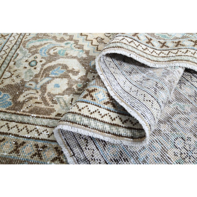 1970s Vintage Persian Handmade Wool Cotton Beige Area Rug For Sale - Image 9 of 11