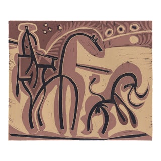 1962 Pablo Picasso Linocut Engraving "Picador and Bull" For Sale