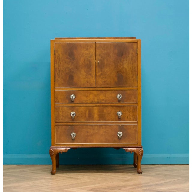 British Art Deco Style Tallboy Linen Cabinet, 1950s For Sale - Image 11 of 11