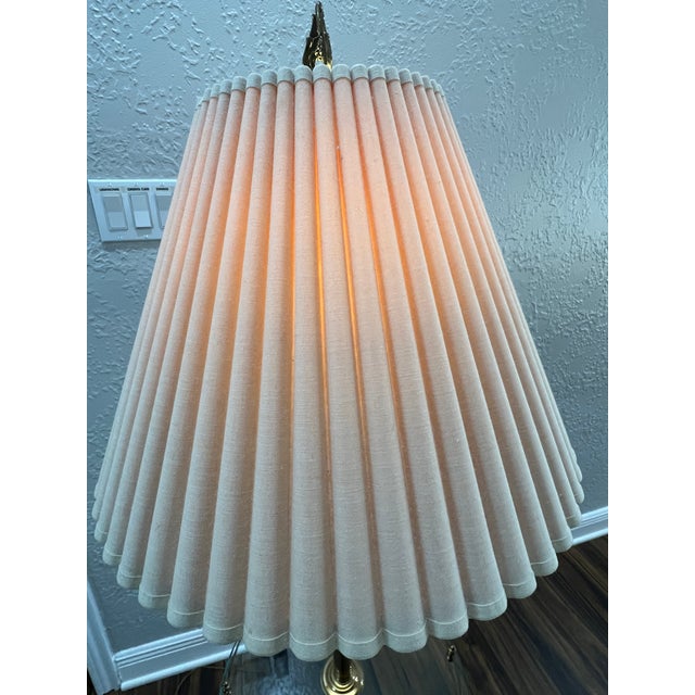 1970s Mid-Century Modern Rembrandt Brass Bouillotte Floor Lamp With Glass Table For Sale - Image 10 of 15