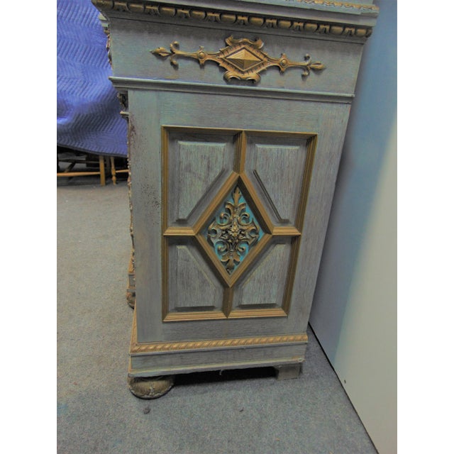 Wood Horner Oak Carved & Paint Decorated Bar Cabinet For Sale - Image 7 of 13