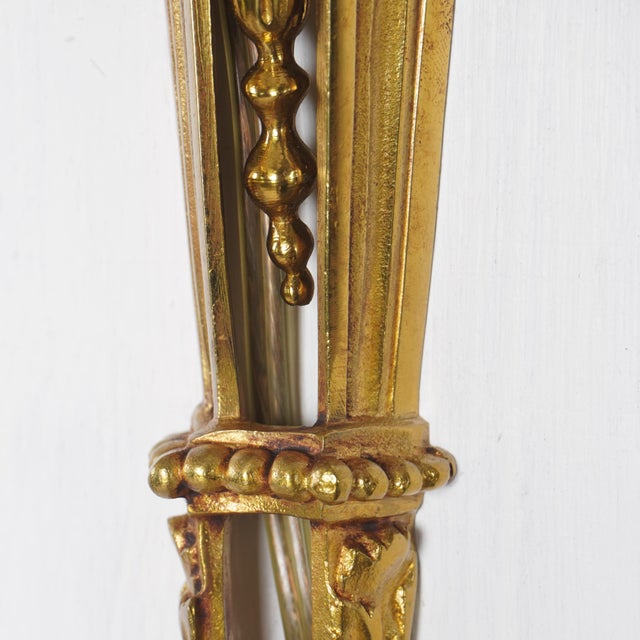 French New Luminaire d'Art Lucien Gau Louis XVI Style Gilt Sconces Large, a Pair For Sale - Image 3 of 6