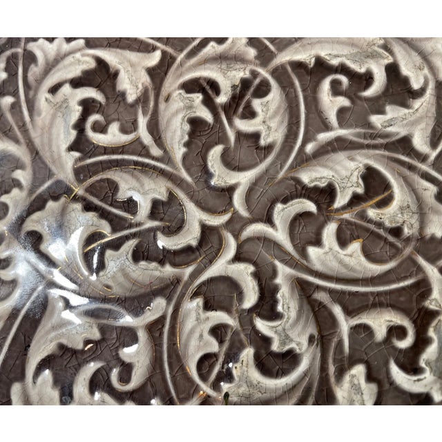 Rare Antique Handmade Providential Pottery Glazed Bronze Tile Trivet Base Stand For Sale In New York - Image 6 of 11